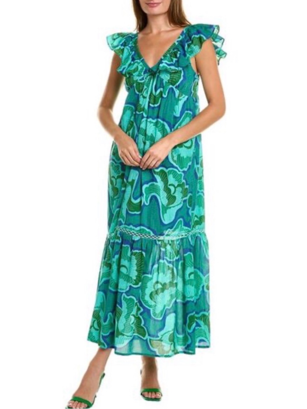 Ro's Garden Womens  Damasia Maxi Dress, Green